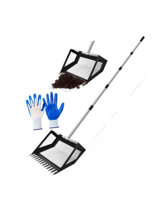 Other - 2-In-1 Metal Chicken Poop Scooper & Rake With Gloves Long Handle For Garden